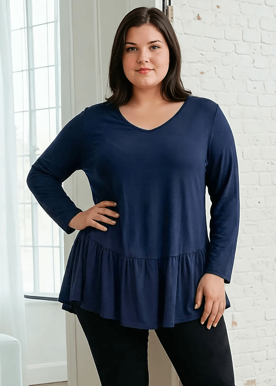 Ally Grab and Go Tunic Plus Size (Navy) Made in USA