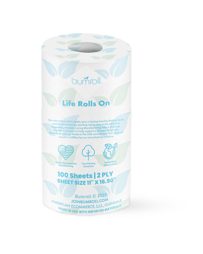 Bumroll, Premium Toilet Paper & Paper Towels Manufactured In California, Trees Planted In The United States