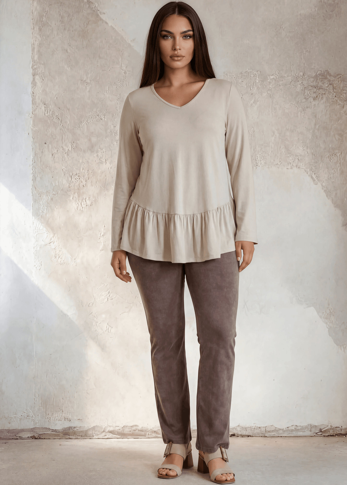 Ally Grab and Go Tunic Plus Size (Cream) Made in USA