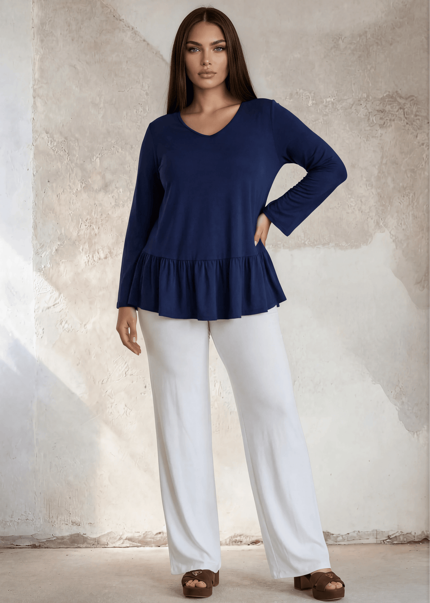 Ally Grab and Go Tunic Plus Size (Navy) Made in USA