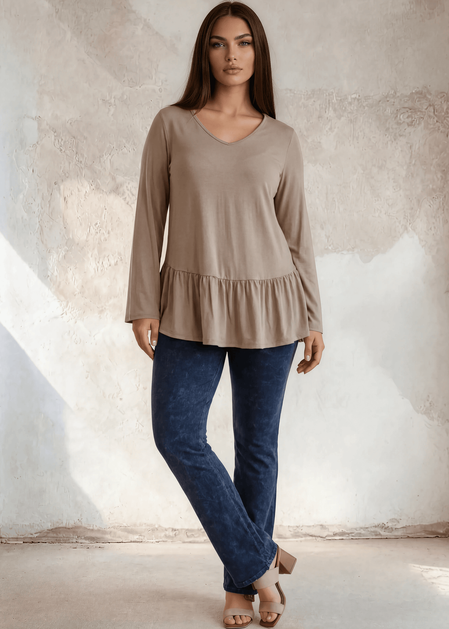 Ally Grab and Go Tunic in Plus Size (Taupe) Made in USA