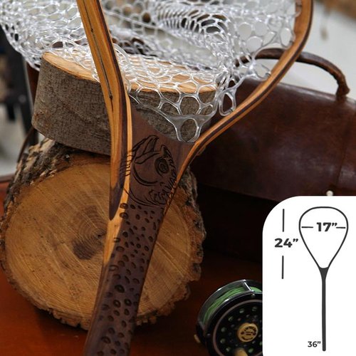 Big Dipper 24"x17" - Brook Trout Engraved - Natural Fly Fishing Traditional Landing Net - Handcrafted & Made in USA