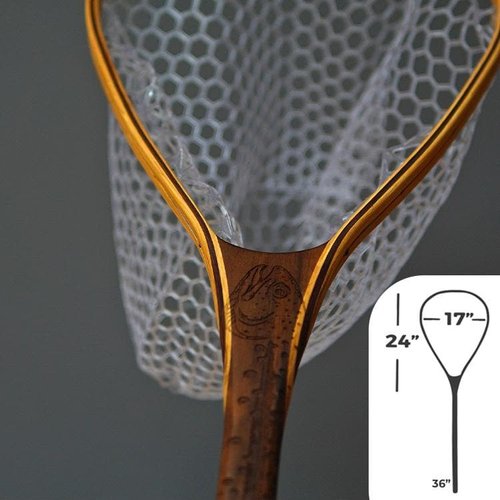 Big Dipper 24"x17" - Rainbow Trout Engraved - Natural Fly Fishing Traditional Landing Net - Handcrafted & Made in USA