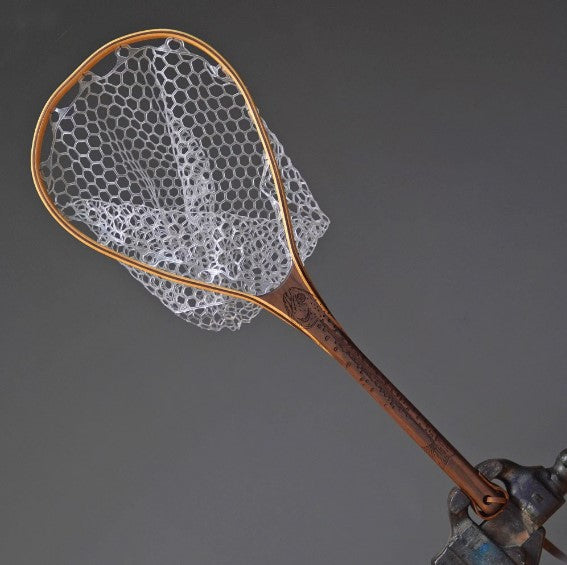 Little Dipper 12"x8" - Rainbow Trout Engraved - Natural Fly Fishing Traditional Landing Net - Handcrafted & Made in USA