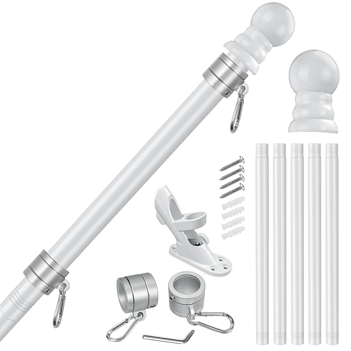 5-Section 6FT Stainless Steel Flagpole Kit