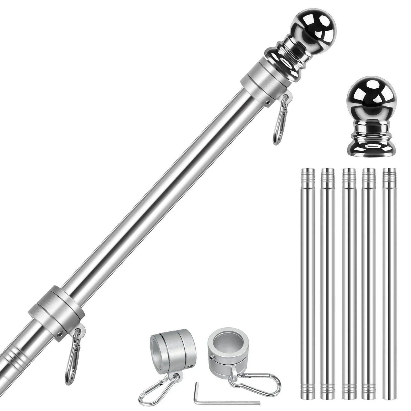 5-Section 6FT Stainless Steel Flagpole