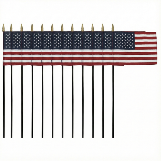 Cotton US Stick Flag - 12 packs, Made in USA