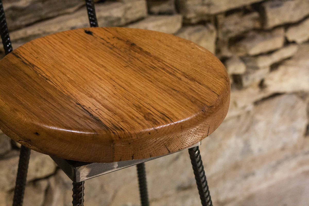 Free Shipping Swiveling Industrial Bar Stools With Backs -THE SULLY- Counter Height Wooden Bar Stools, Vintage Rustic Bar Stools For Island