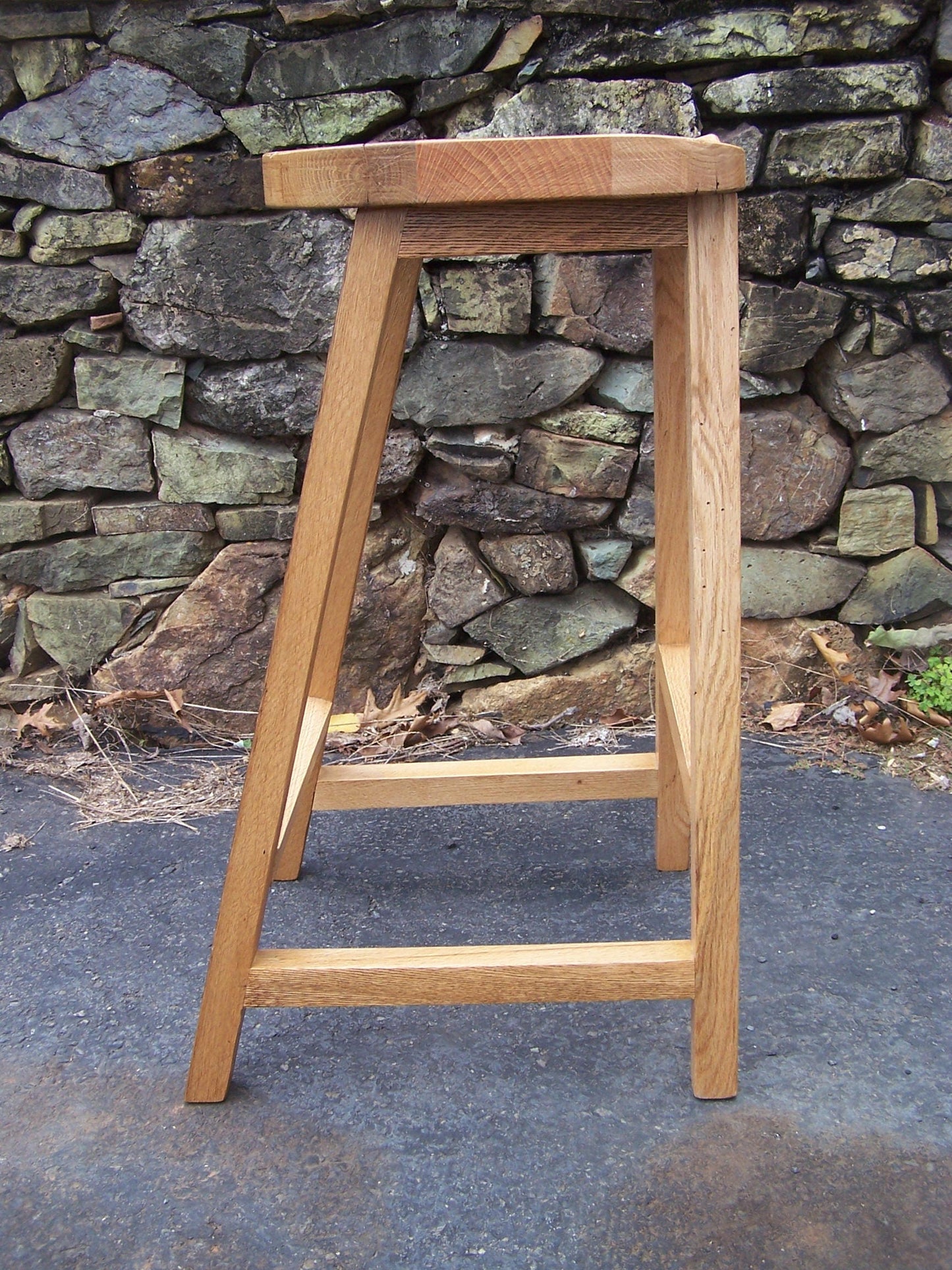Oak Barstool, Counter Height Stool, Reclaimed Wood Tractor Seat Stool, Backless Bar Stool, Scooped Seat Kitchen Stool