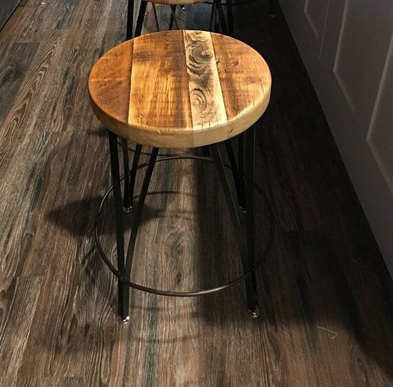 Counter Height Stool, Counter Stool, Industrial Bar Stool, Rustic Bar Stool /ICE CREAM/ Reclaimed Wood Stool, Modern Farmhouse Stool