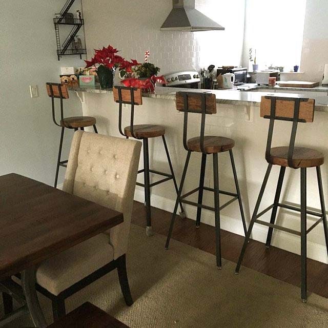 Bar stools with backs counter height - THE BREWSTER- Farmhouse rustic counter stools industrial -Stools reclaimed seat unique man cave decor