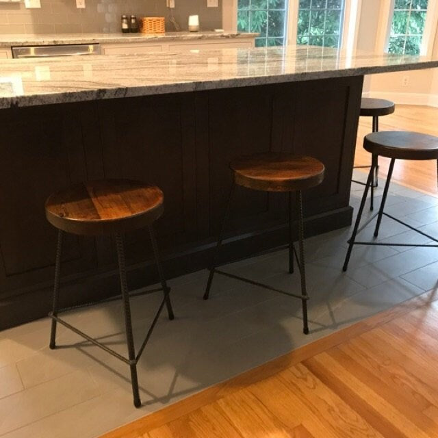 FREE SHIPPING Bar stools counter height - Industrial counter stools with metal legs -Reclaimed wood bar height bar stools for man cave decor