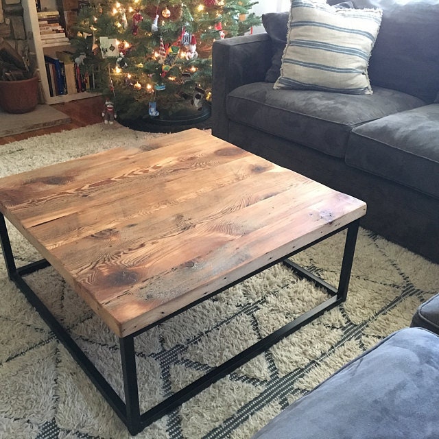 FREE SHIPPING Square coffee table extra large - Wood coffee table rustic modern - Reclaimed wood coffee table - Living room furniture - The Chaotic Grind Store