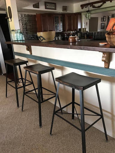 Saddle Seat Bar Stool, Counter Stool, Bar Stool Counter Height, Kitchen Island Stool, Reclaimed Wood Bar Stool, Industrial Metal Stool