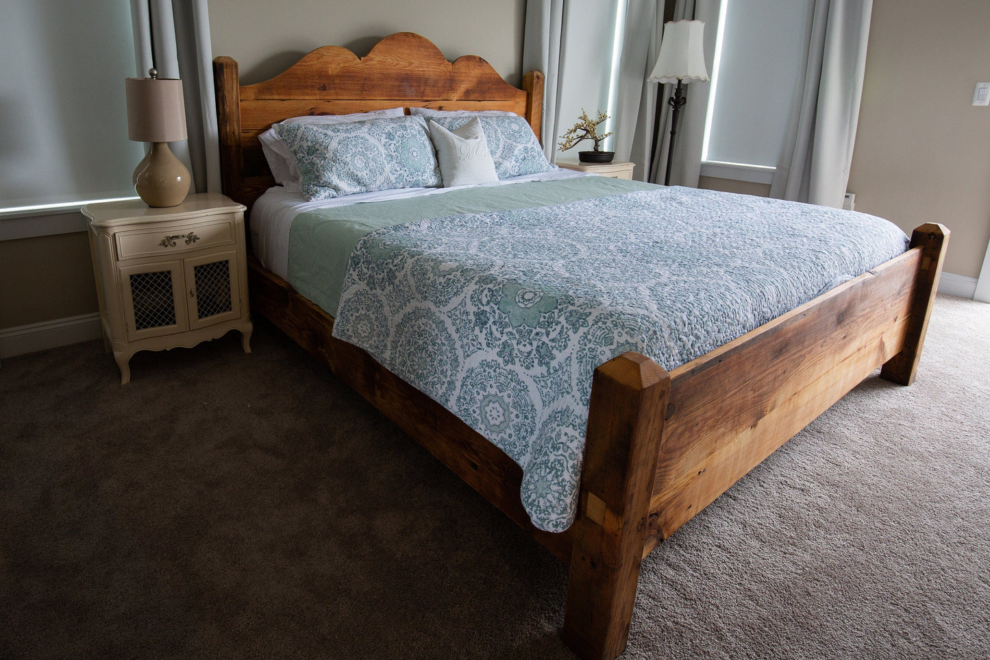 Free Shipping! The Monica Bed,  Scalloped Wood Headboard, Queen Headboard,  King Headboard, Solid Wood Headboard, Reclaimed Wood Headboard