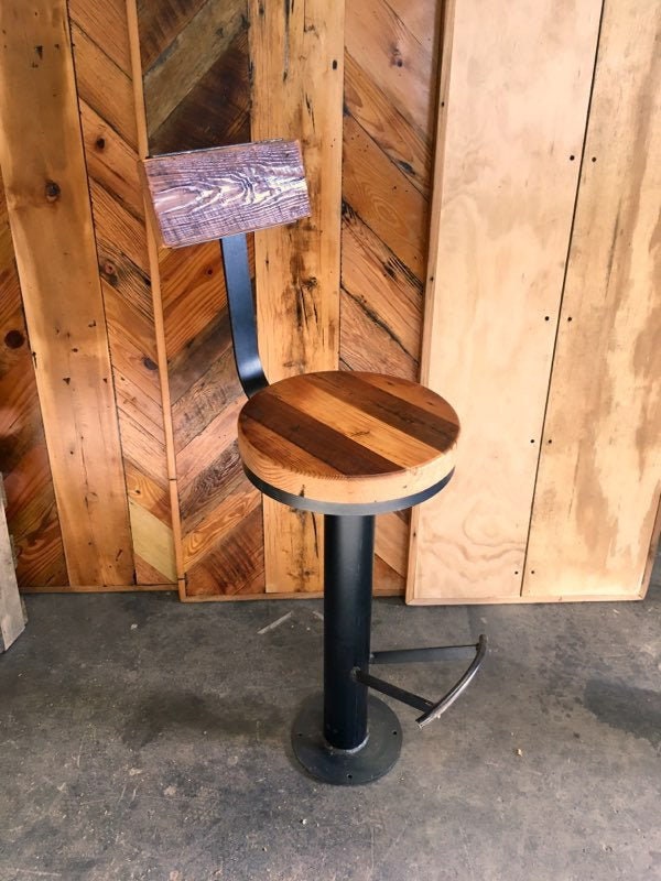 Bolt Down Bar Stools with Footrest, Swivel Bar Stools, Restaurant Bar Stool, Industrial Counter Height Stool with Backrest
