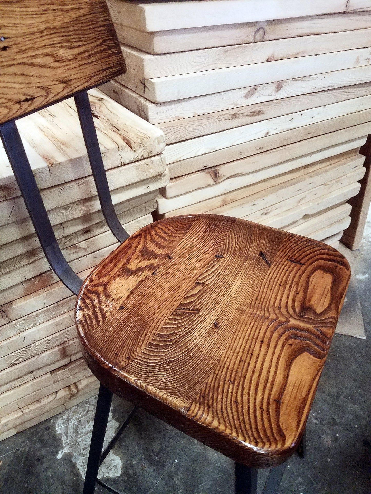Reclaimed Wood Scooped Seat Bar Stools, Bar Stools Counter Height, Brewster Bar Stools, Farmhouse Bar Stools, Industrial Counter Stools,