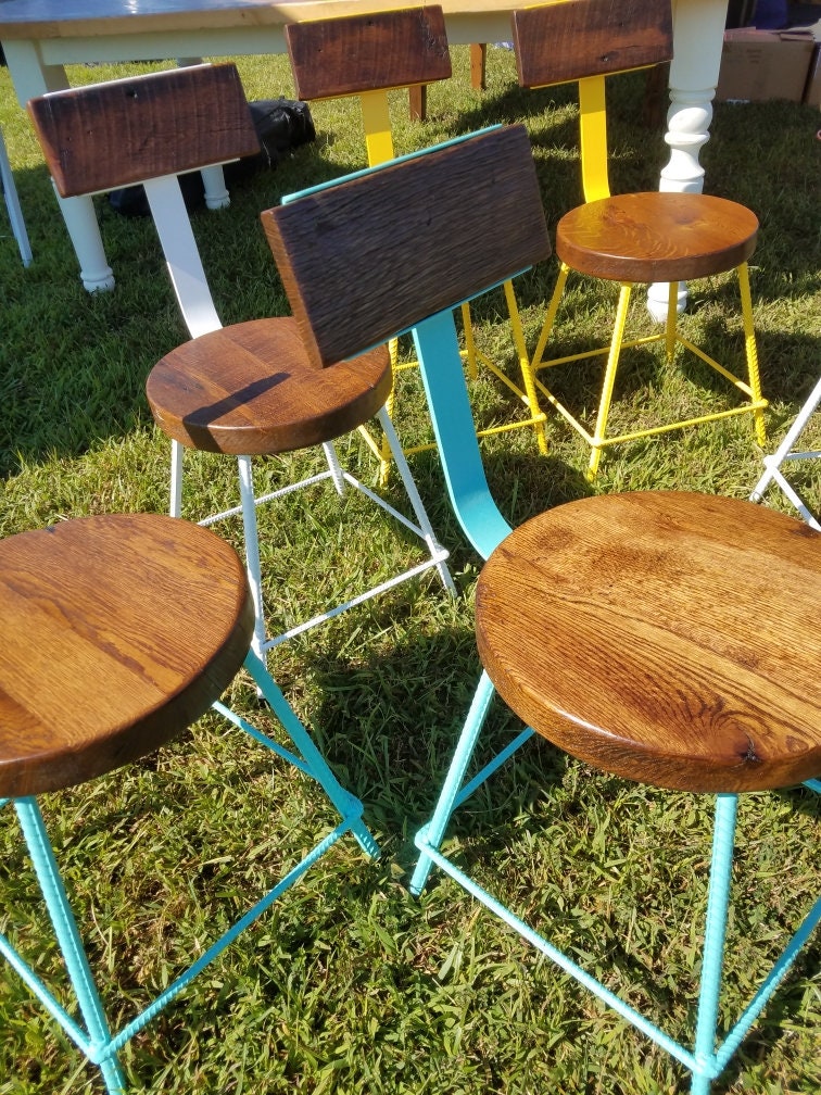 FREE SHIPPING - Wood Bar Stool, Patio Stool, Wood Chair With Back, Sleek Bar Stool, Comfy Stools, Restaurant Bar Stools, Garden Seat