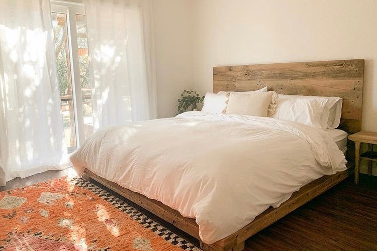 Platform Bed King /THE DESERT SUN/ Solid Wood Bed Frame, The Desert Sun, Reclaimed Wood Bed Frame, Bohemian Bed, Queen Platform Bed