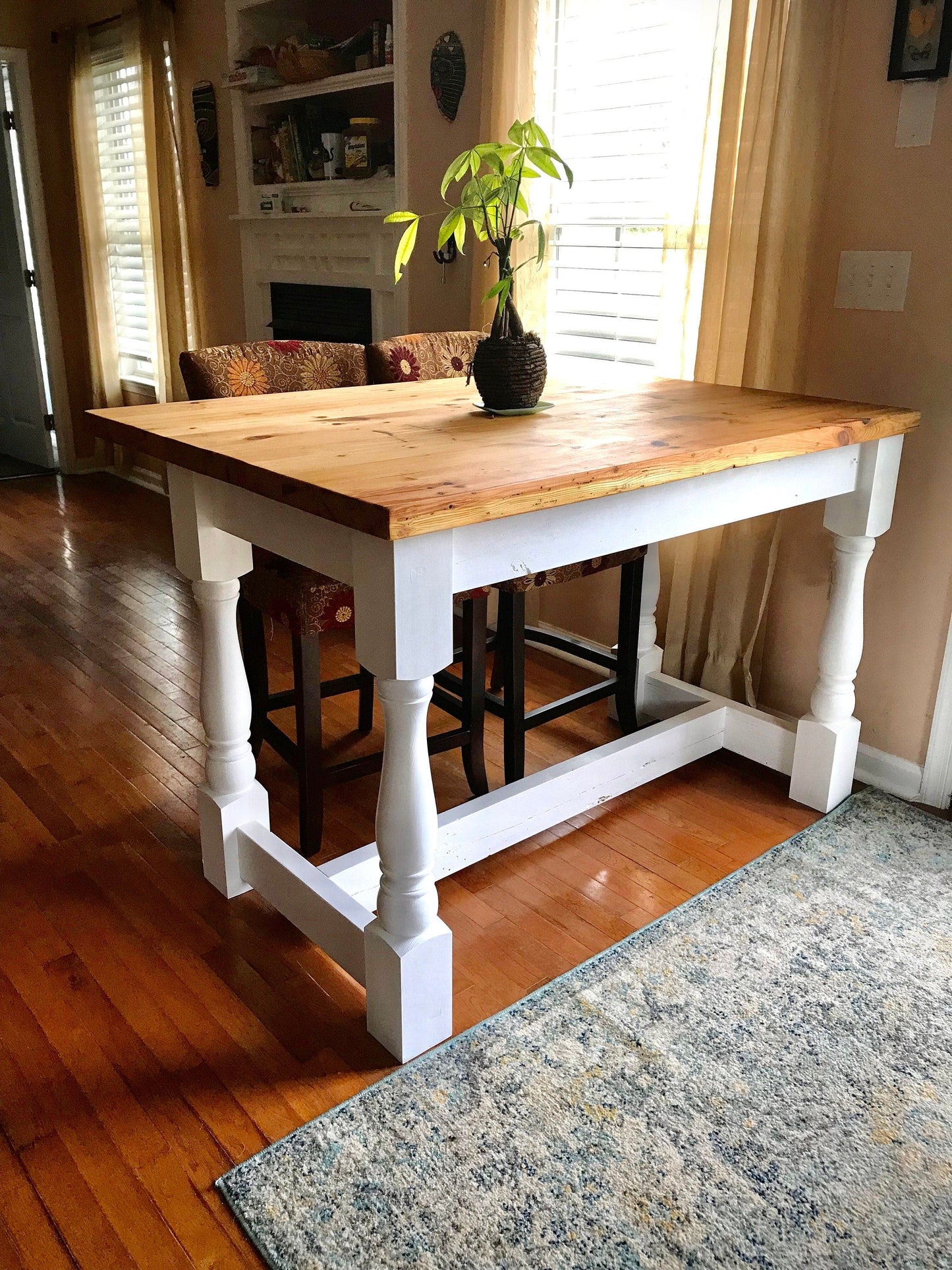 Kitchen island butcher block table - Modern mid century wood kitchen island - Bohemian kitchen dining table