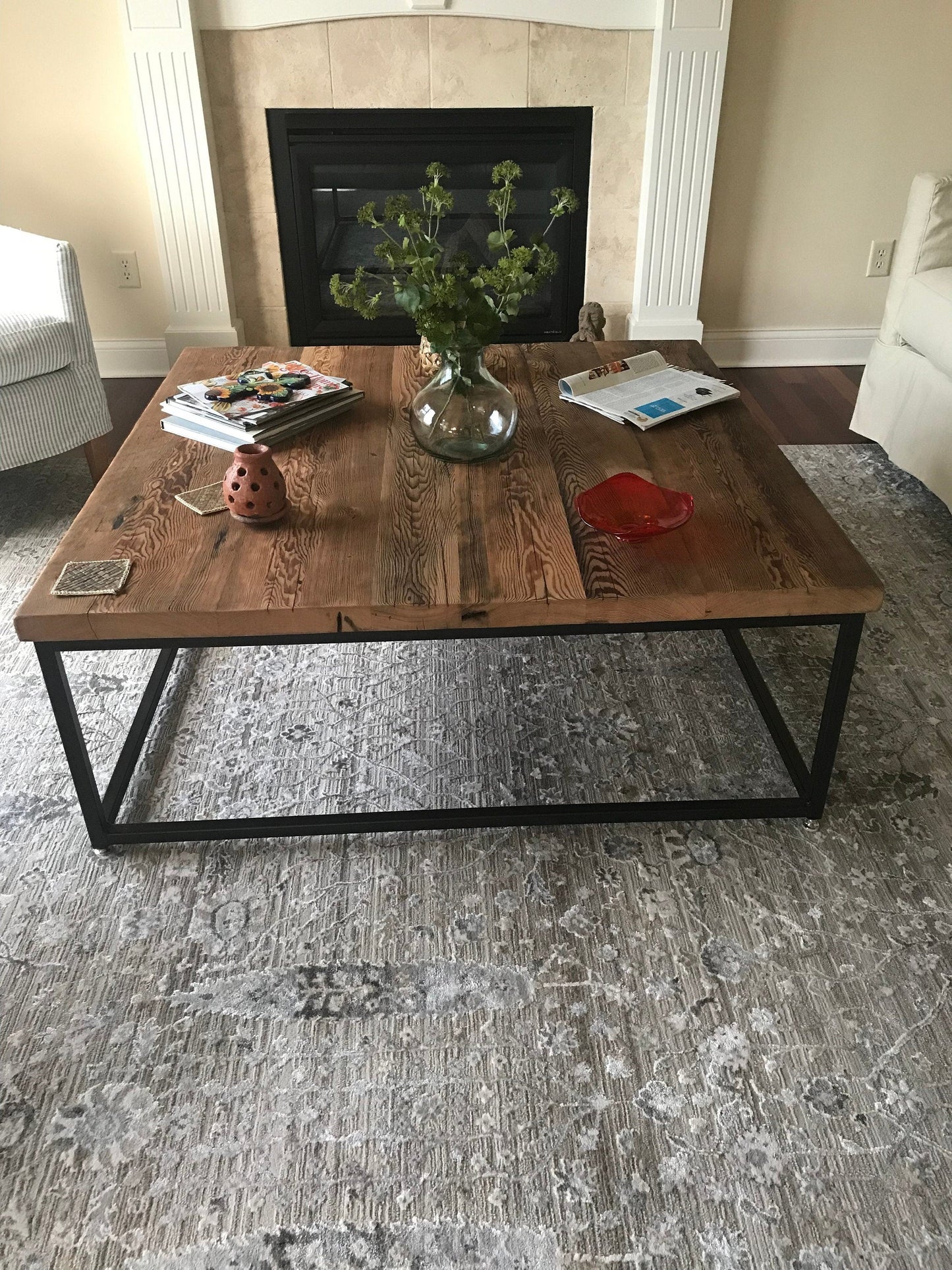 FREE SHIPPING Square coffee table extra large - Wood coffee table rustic modern - Reclaimed wood coffee table - Living room furniture - The Chaotic Grind Store