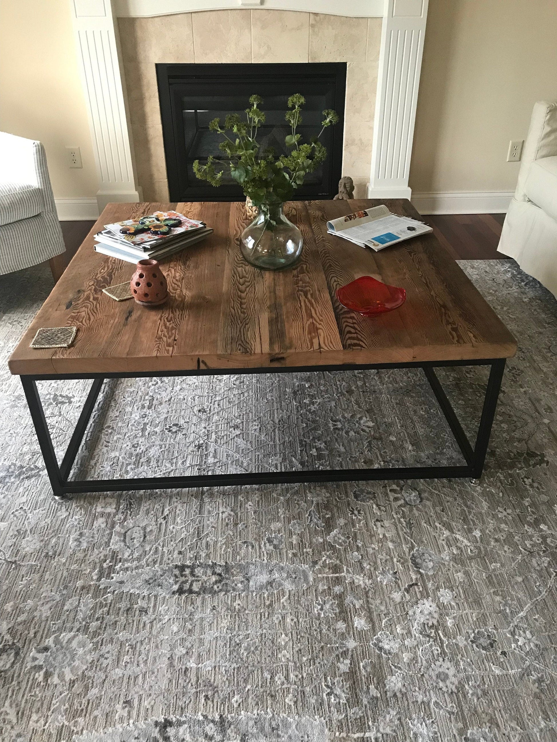 FREE SHIPPING Square coffee table extra large - Wood coffee table rustic modern - Reclaimed wood coffee table - Living room furniture - The Chaotic Grind Store