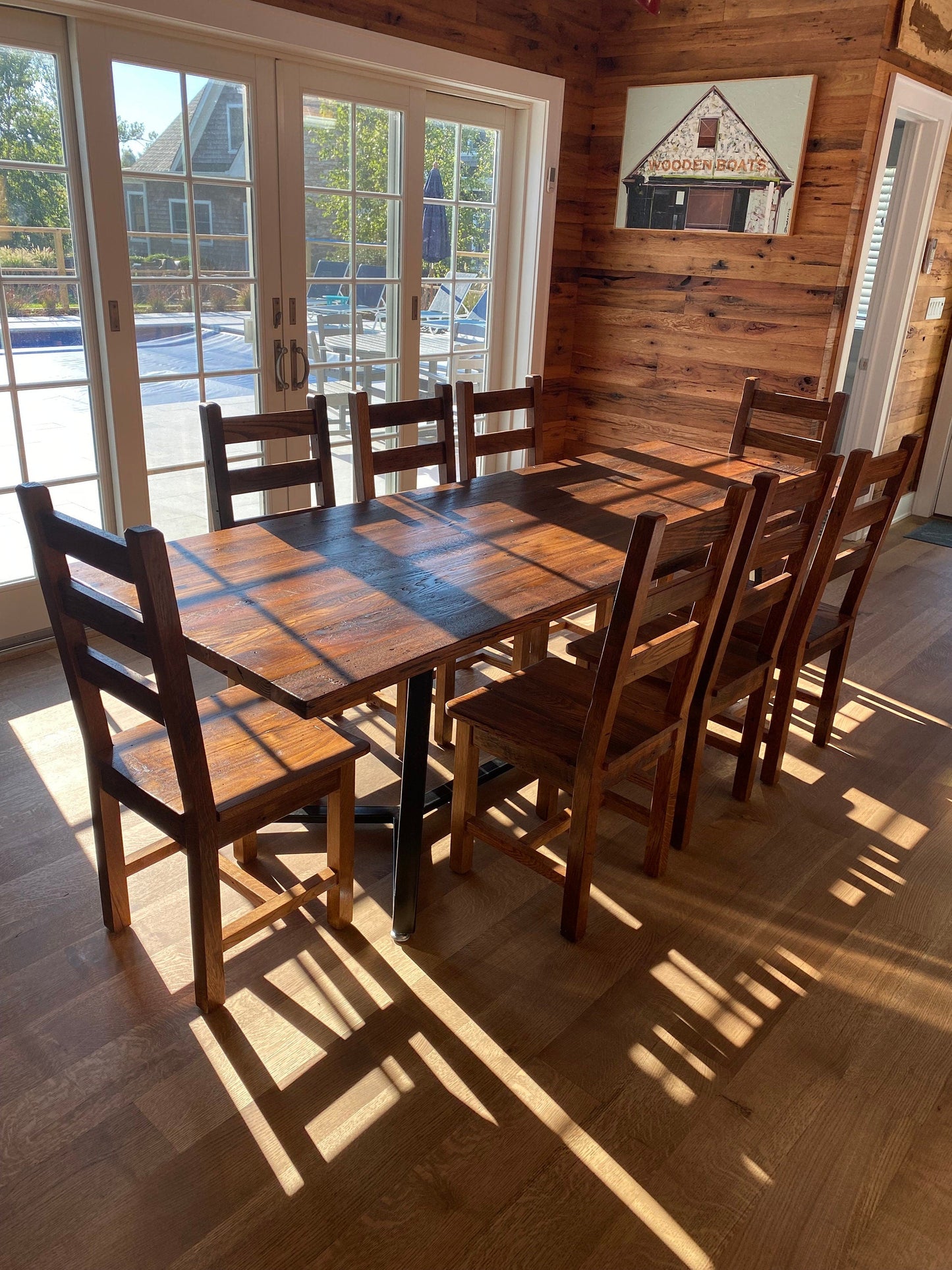 Conference Table, Trestle Table Base, Reclaimed Wood Dining Table, Rustic Modern Table, THE SONIA, Modern Farmhouse Table, Slab Wood Table