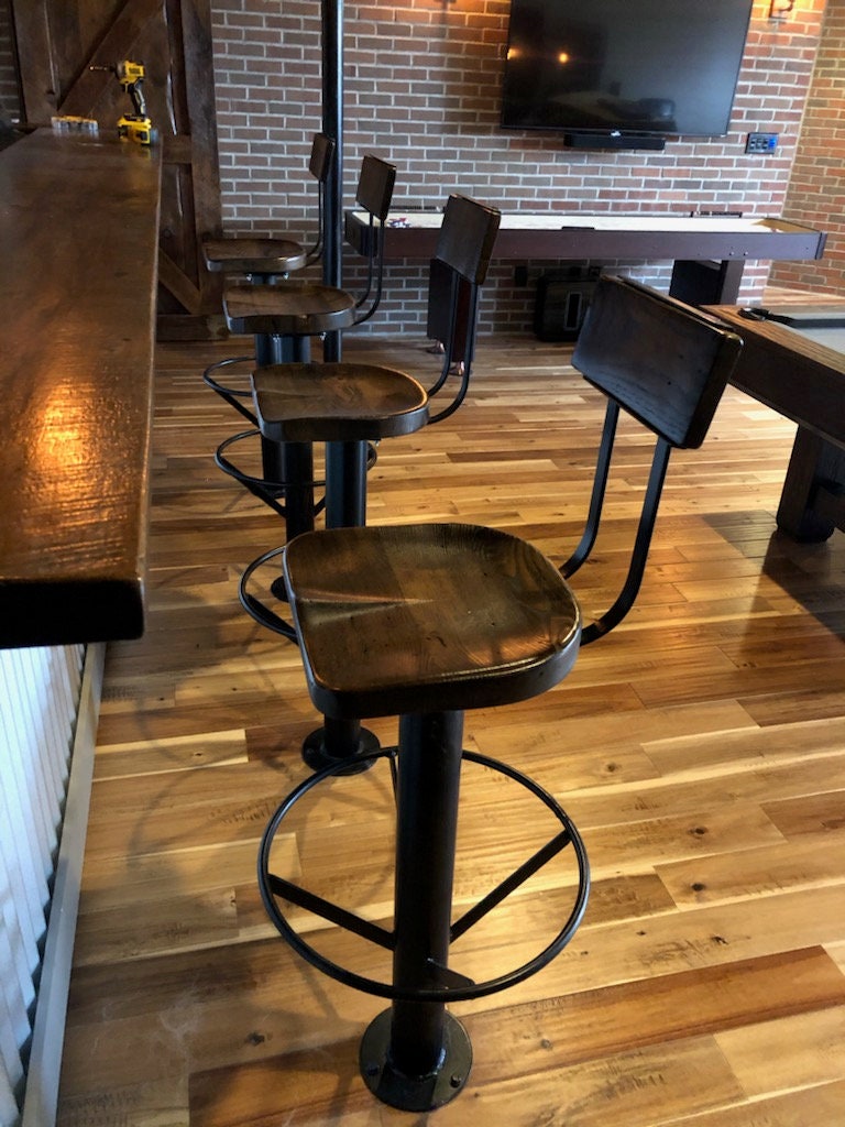 FREE SHIPPING - Bar stools with backs swivel - Bolt down bar stool with scooped seats bar height - Kitchen island bar stools counter height