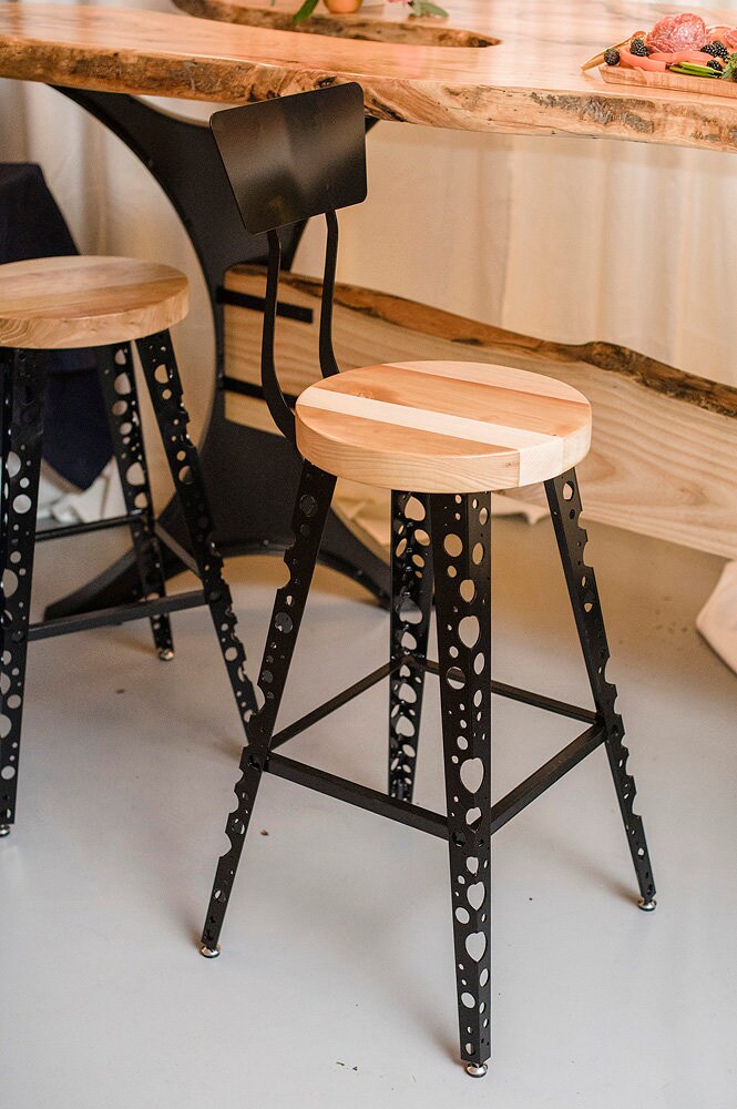 The Effervescent - Modern Bar Stool With Back, Modern Counter Height Stools, Urban Style Counter Stool/Bar Stool with Back, Boho Bar Stool