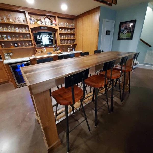 FREE SHIPPING -- Scooped Seat Bar Stools With Backs, Counter Height Stools, Brew Haus Industrial Bar Stools, Reclaimed Wood Bar Stools