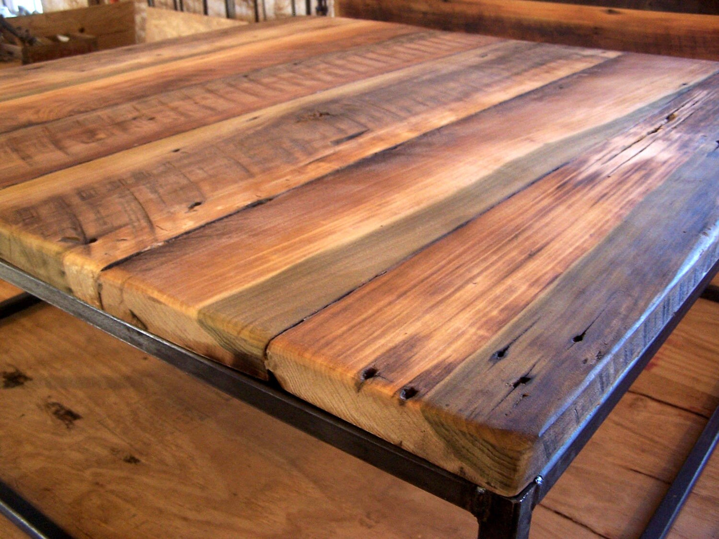 FREE SHIPPING Square coffee table extra large - Wood coffee table rustic modern - Reclaimed wood coffee table - Living room furniture - The Chaotic Grind Store