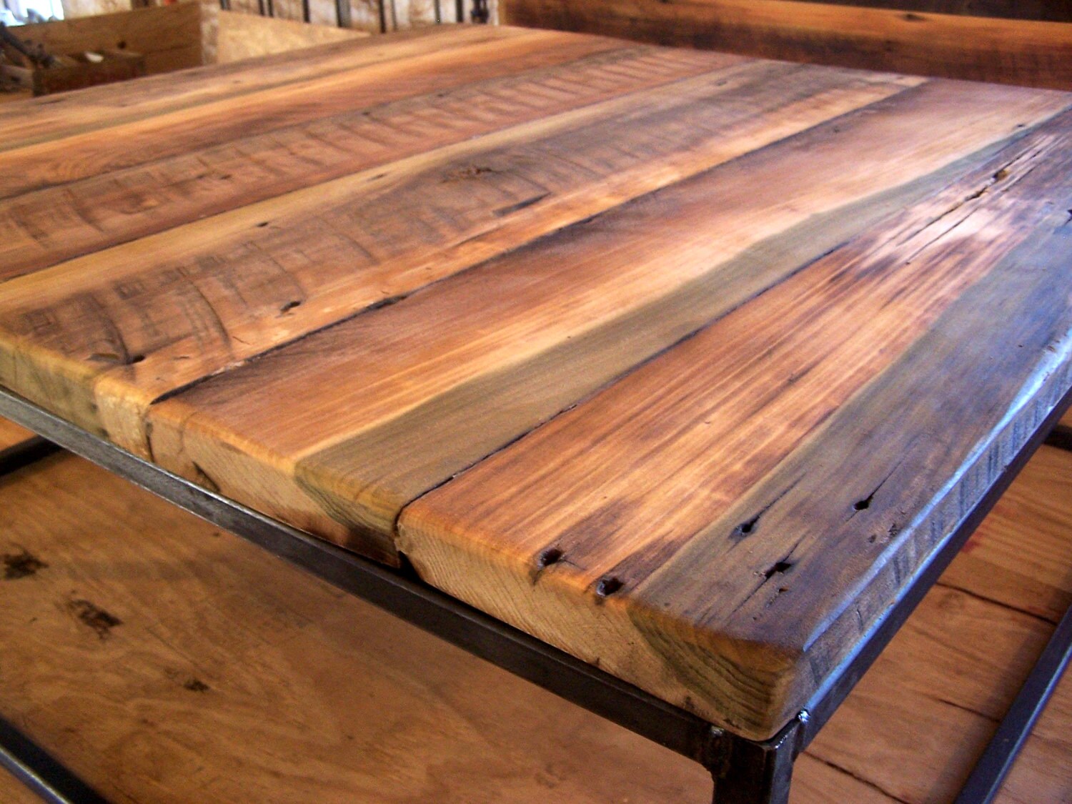 FREE SHIPPING Square coffee table extra large - Wood coffee table rustic modern - Reclaimed wood coffee table - Living room furniture - The Chaotic Grind Store