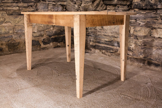 Oval wood dining table with antique mid century design. Oval kitchen table made of reclaimed wood