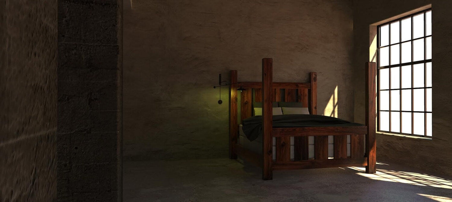 FREE SHIPPING! Four Poster Bed, King Bed Frame, Reclaimed Wood Bed, Wood Bed Frame, Queen Bed Frame, Bedroom Furniture, Solid Bed Frame