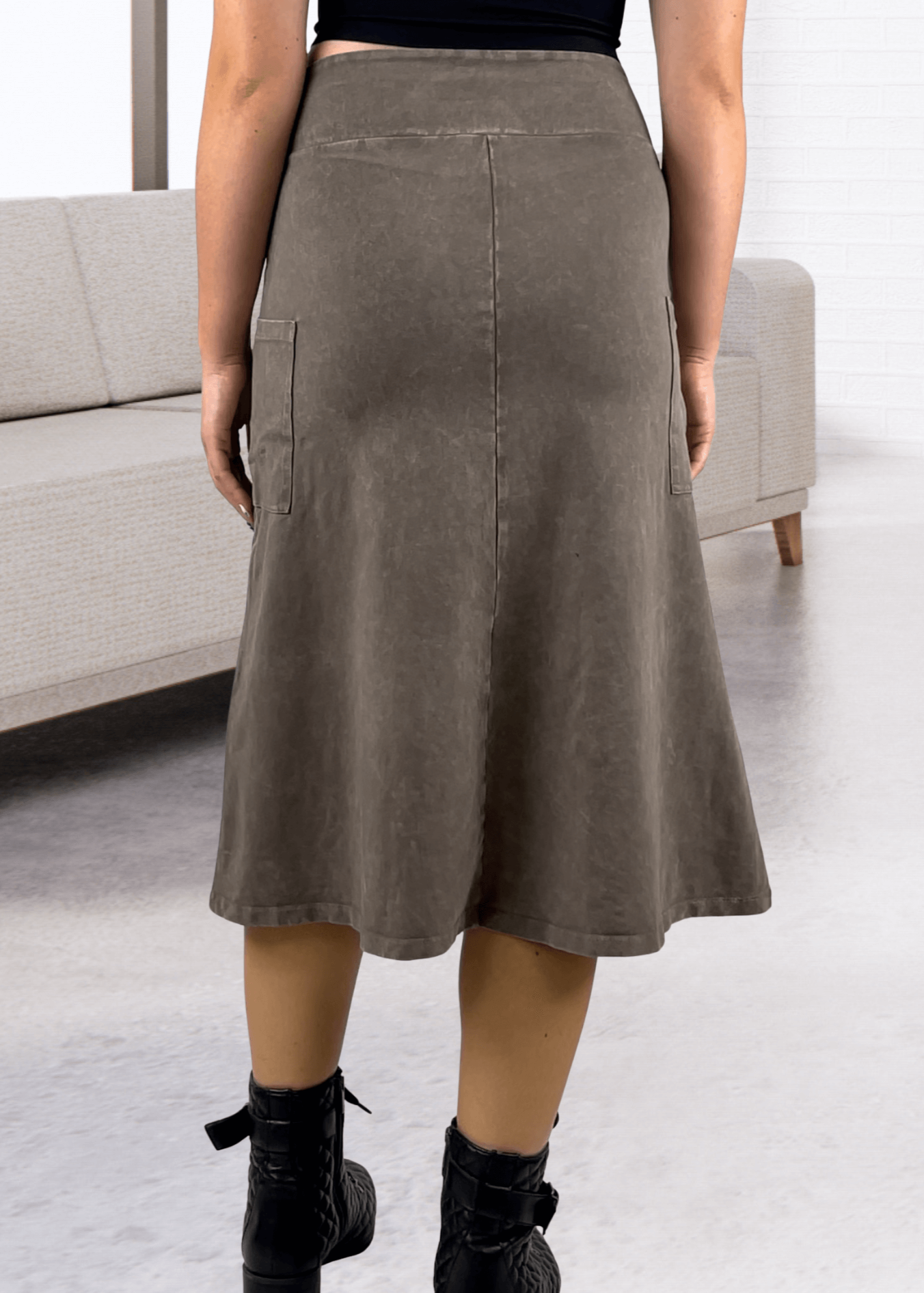 Alyssa Very Versatile Cotton Skirt in Dark Denim