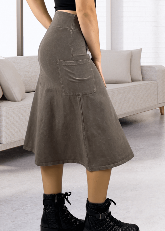 Alyssa Very Versatile Cotton Skirt Desert Taupe