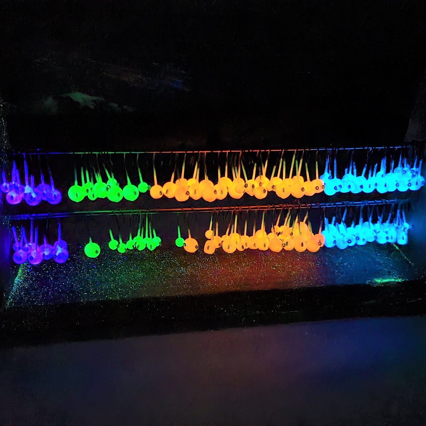 Glow Jig Heads - 1/32- 1/16 - 1/8 - 12 Pack - No Collar