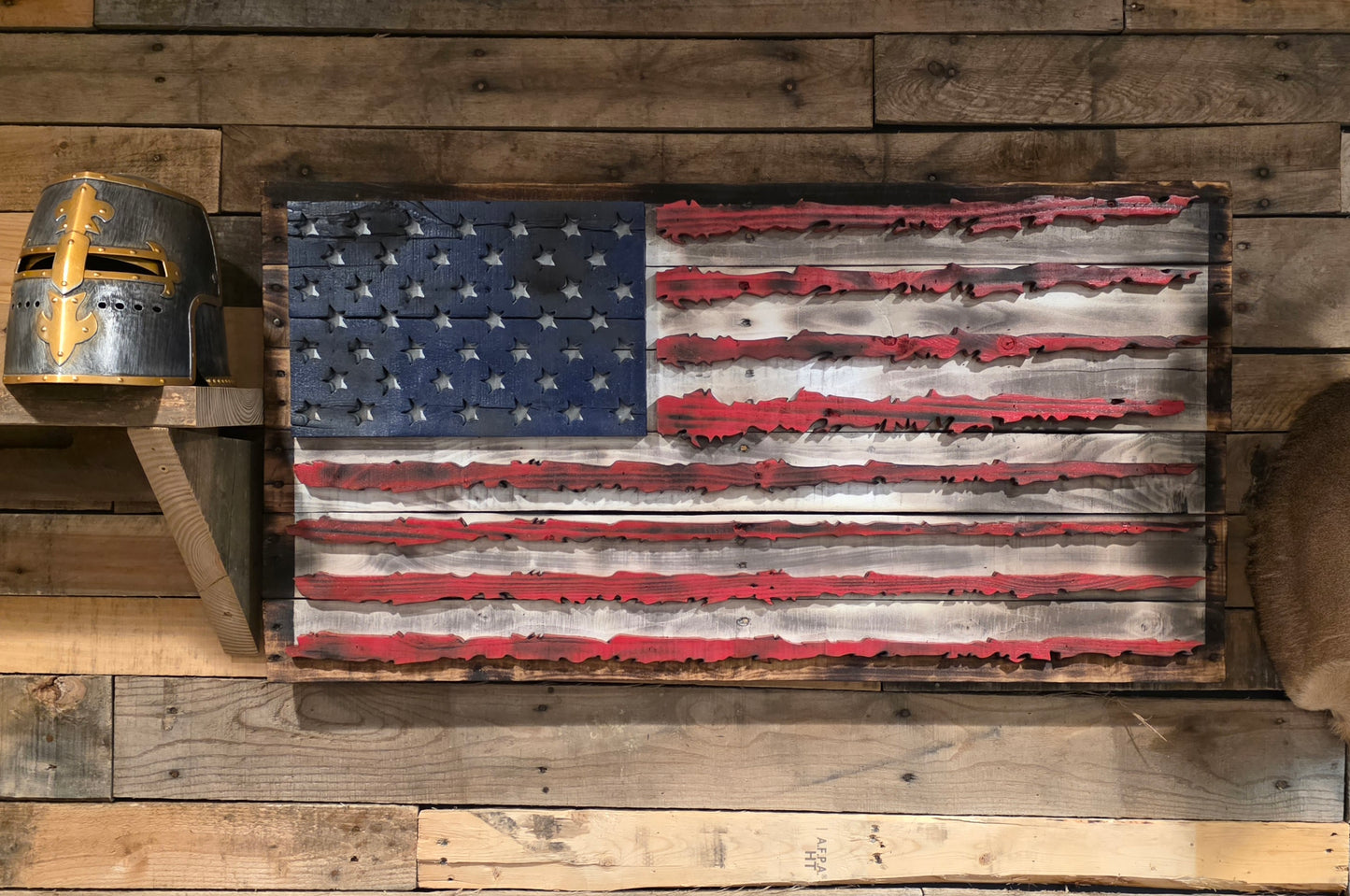 Rustic American Flag Sign 40"x21"