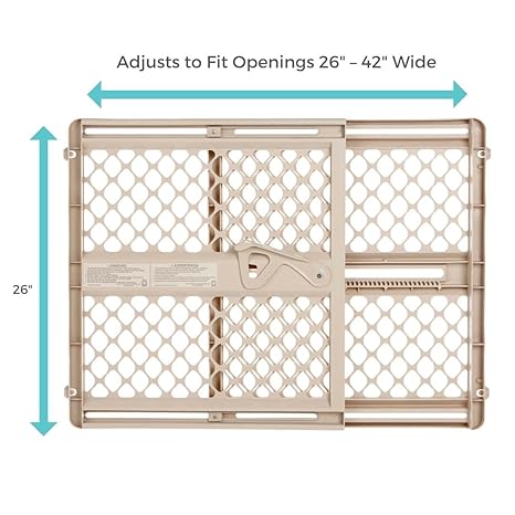 Toddleroo by North States Supergate Ergo Child Gate, Baby Gate. Pressure or Hardware Mount. Made in USA. (26" Tall, Sand) - The Chaotic Grind Store